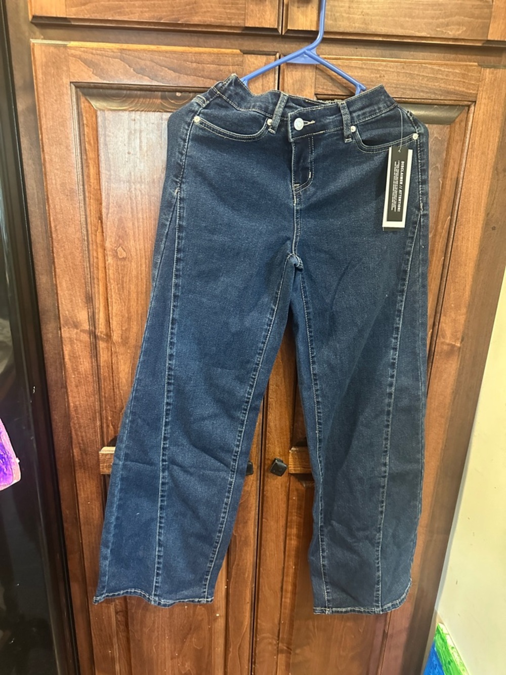High-Rise Dark Blue Wide-Leg Jeans for Women